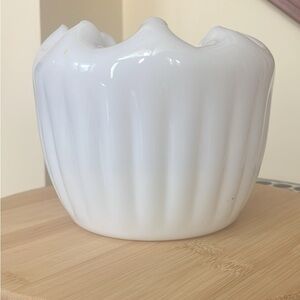 Vintage milk glass ruffle vase
